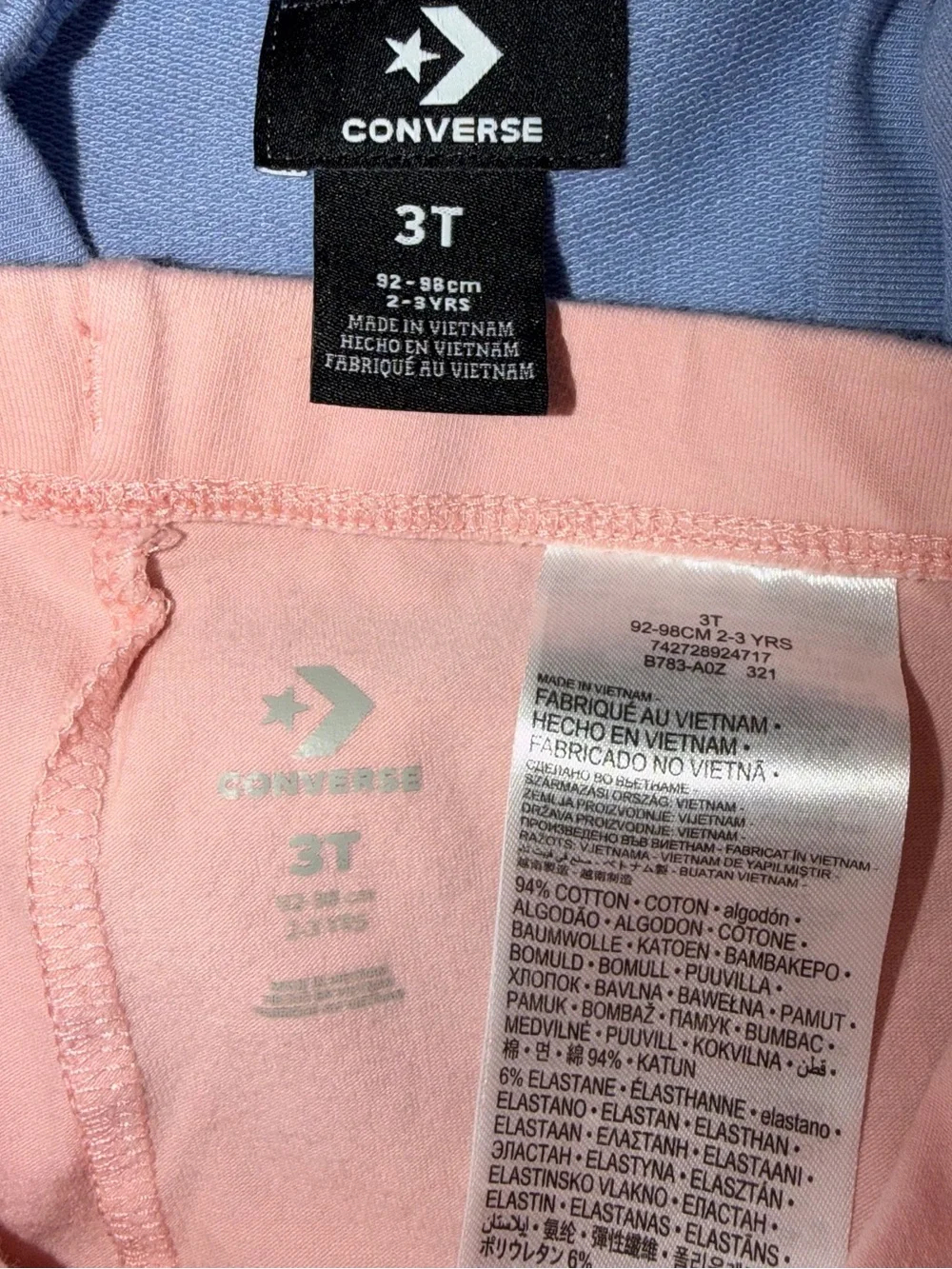 Converse Little Girls Blue Top with White Ruffle & Light Pink Leggings Set Sz 3T